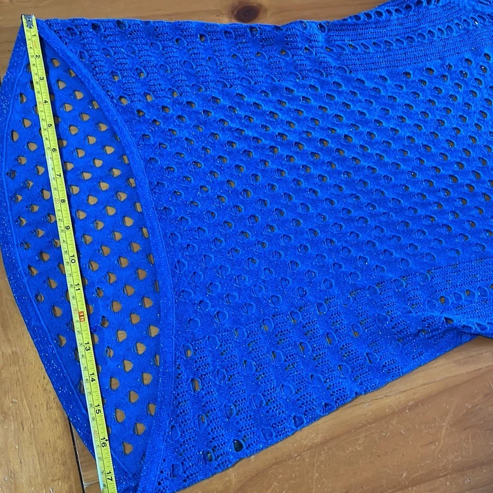 BEBE Royal Blue Crochet Knit Sweater Women’s Size Small Long Sleeve - Picture 9 of 9